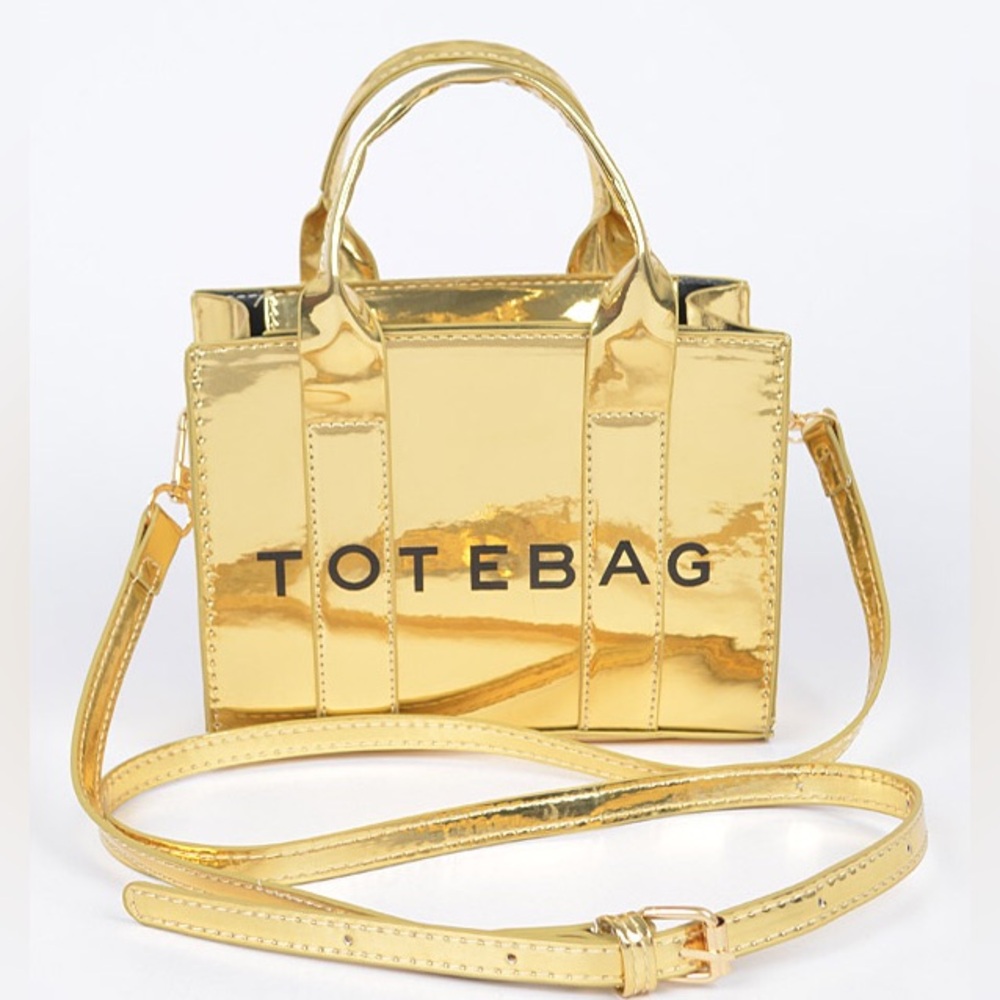 Gold Metallic Mirror Tote Bag